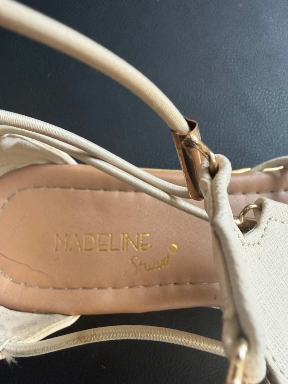 Madeline Stuart Beige Lace-Up Gladiator Sandals 5.5 Boho T-Strap Back Zip